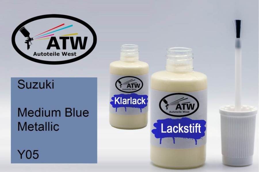 Suzuki, Medium Blue Metallic, Y05: 20ml Lackstift + 20ml Klarlack - Set, von ATW Autoteile West.